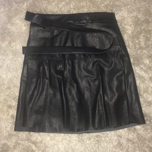 Black short leather skirt